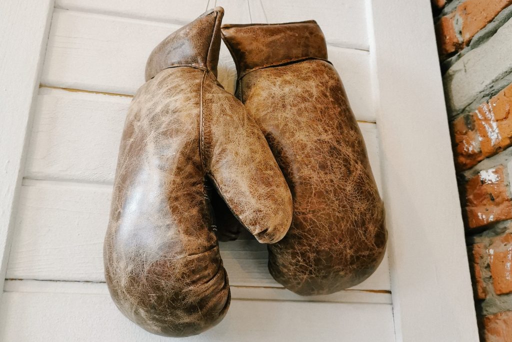 hanging-brown-leather-gloves